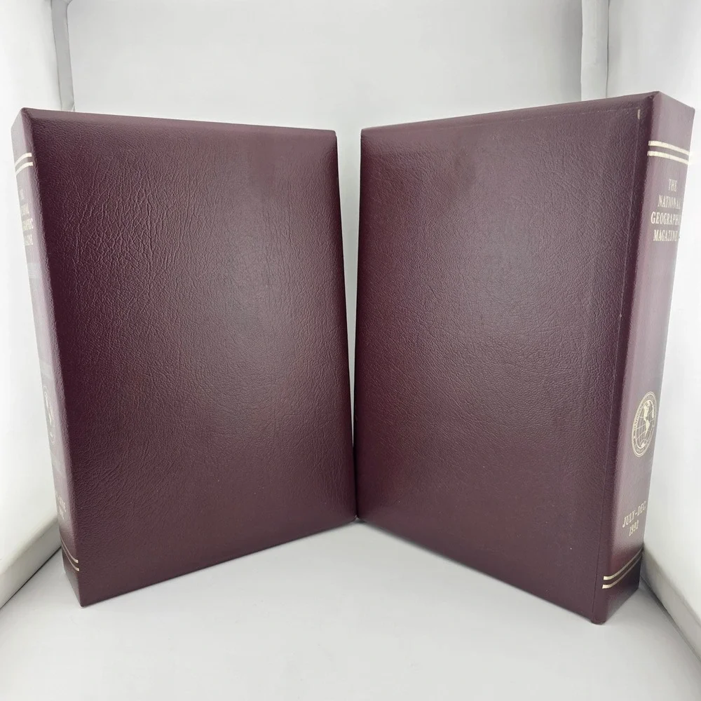 National Geographic Magazine Slipcase Binders 1992 OS Burgundy Good Vintage Set